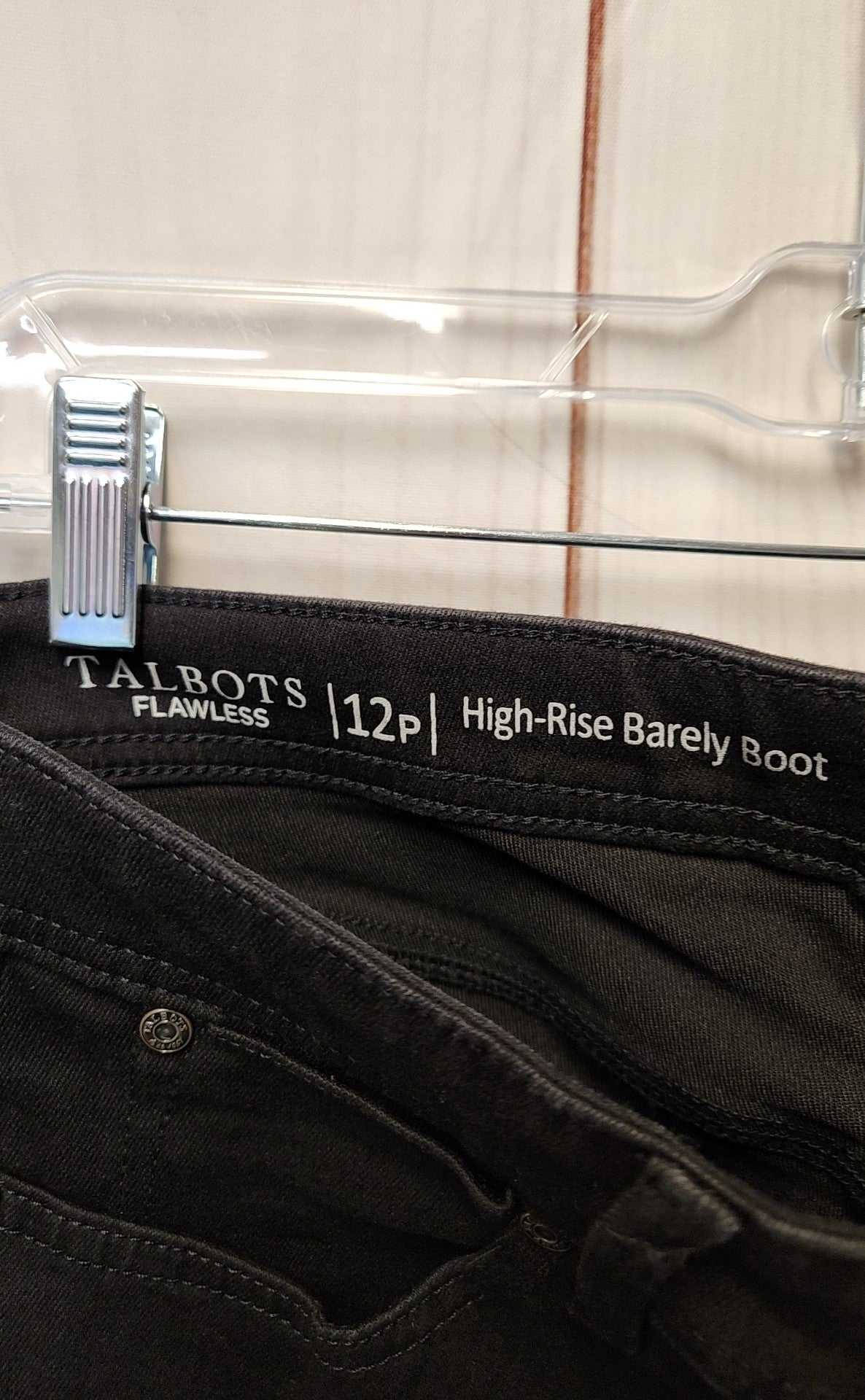 NWT Talbots Women's Size 12 Petite Black Pants High Rise Barely Boot