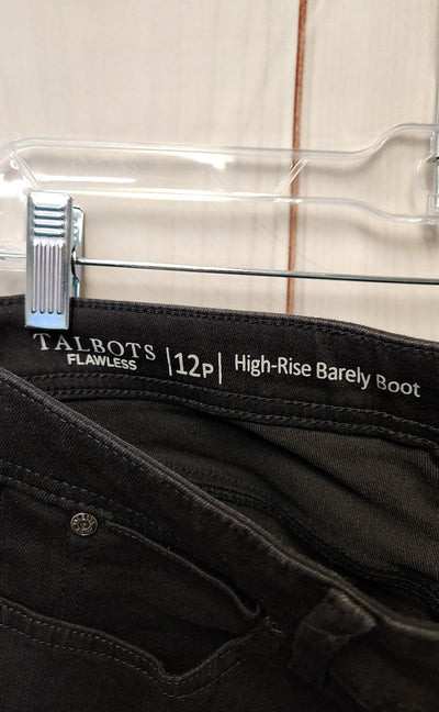 NWT Talbots Women's Size 12 Petite Black Pants High Rise Barely Boot