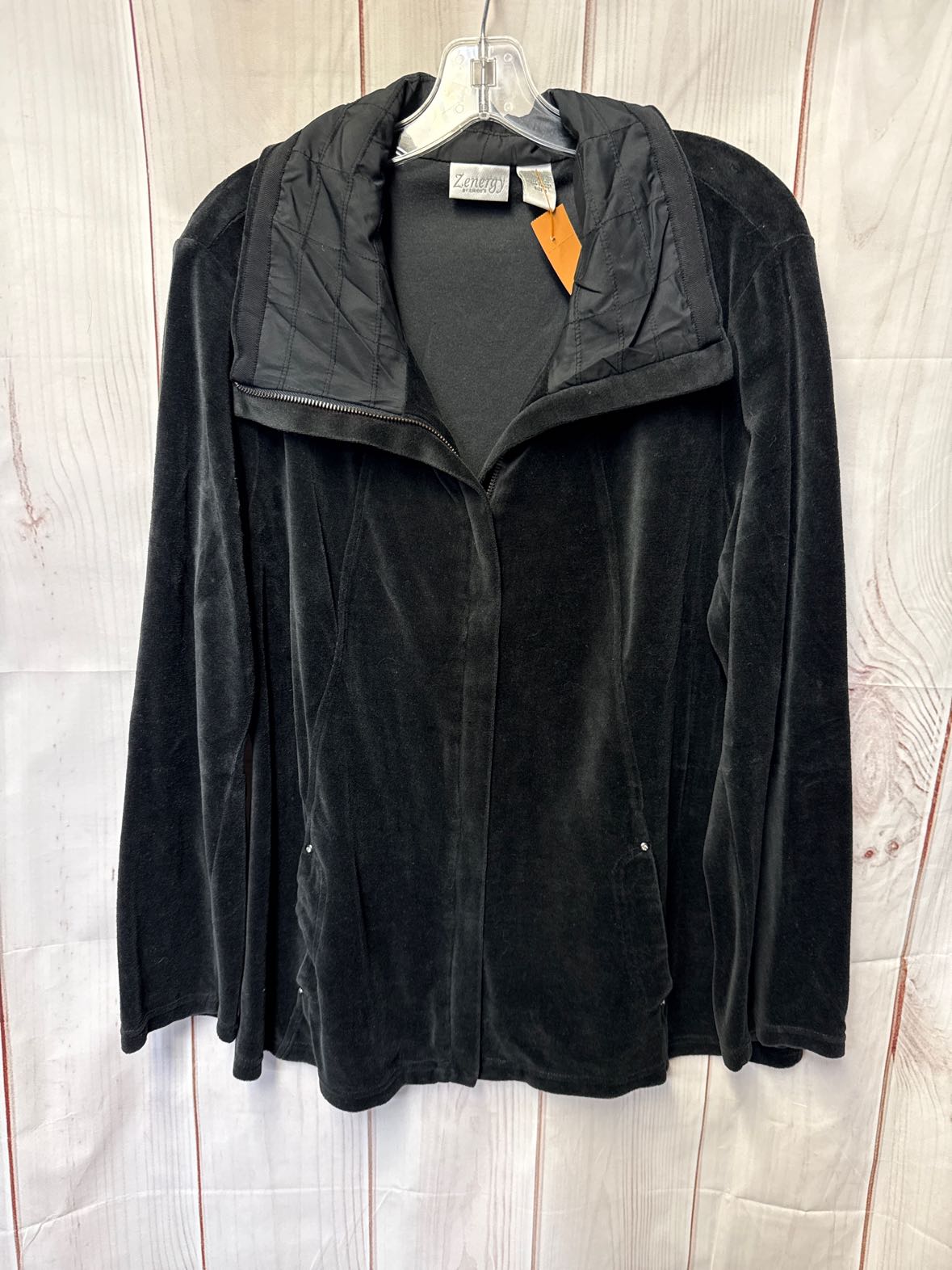 Zenergy - Chico's Women's Size 3 = US XL Black Velour Jacket