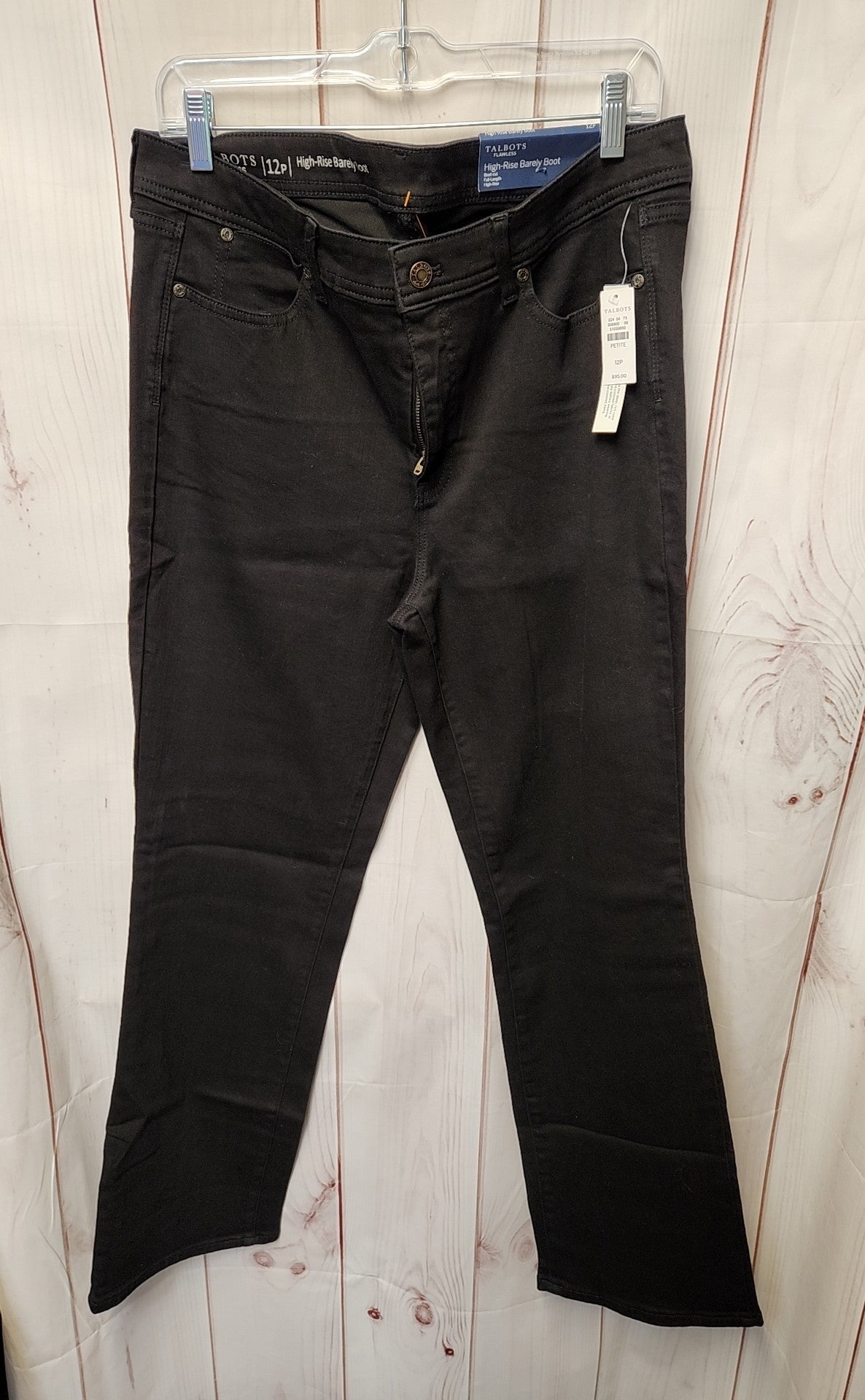 NWT Talbots Women's Size 12 Petite Black Pants High Rise Barely Boot