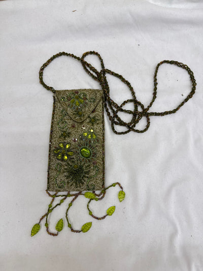 Green Beaded Purse Bag
