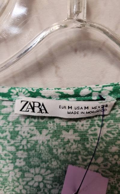 Zara Women's Size M Green Floral Dress