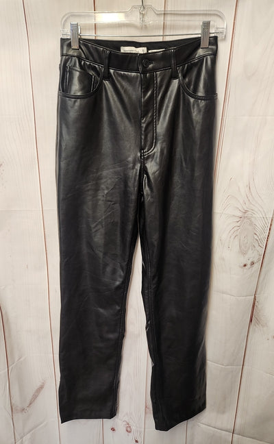 Abercrombie & Fitch Women's Size 6 Black Vegan Leather Pants The '90s Straight