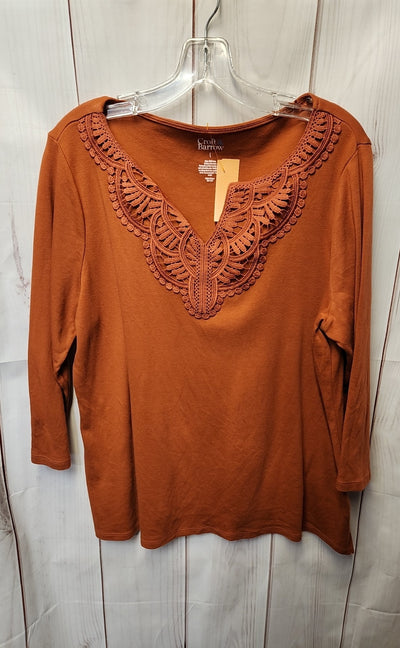 Croft & Barrow Women's Size L Orange 3/4 Sleeve Top
