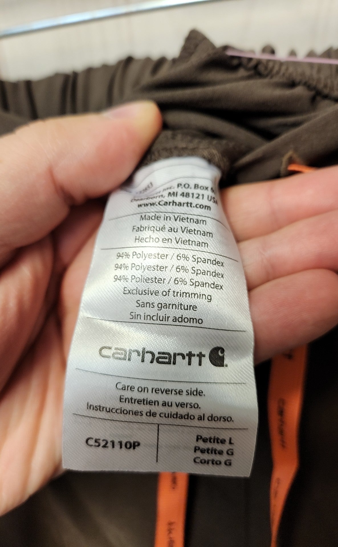 NWT Carhartt Women's Size L Petite Brown Pants