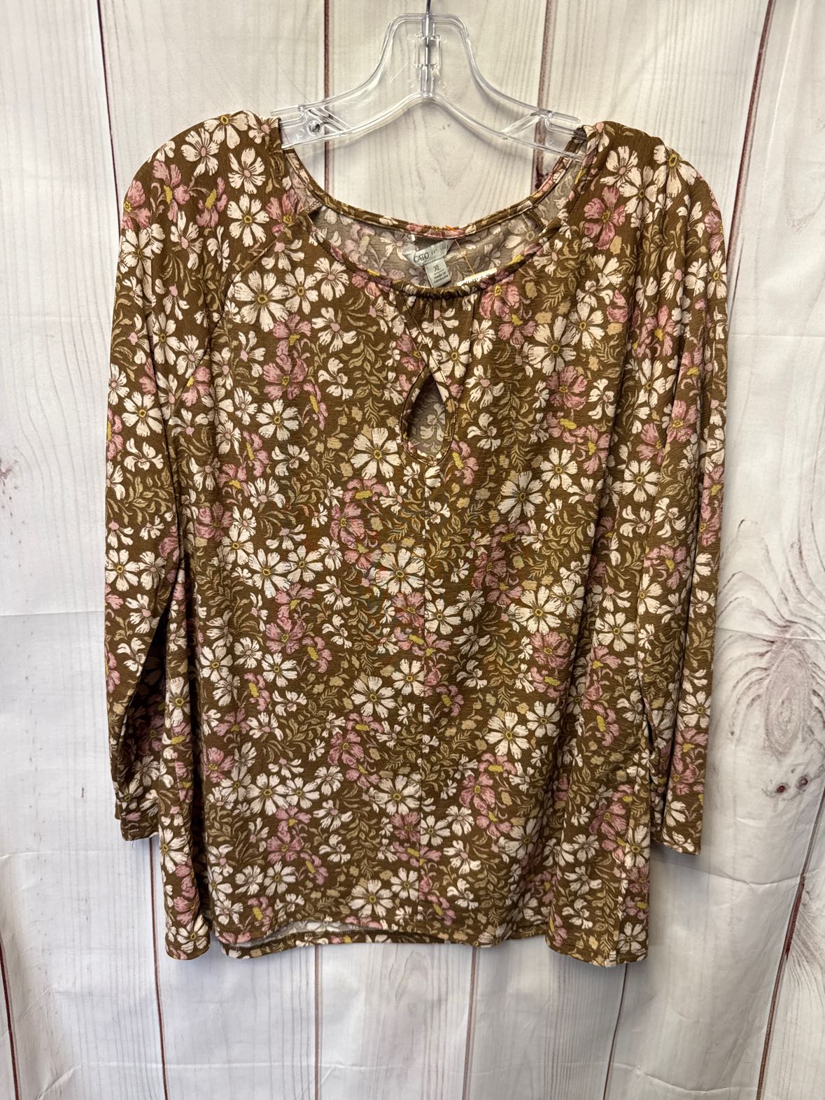 Cato Women's Size XL Brown Floral Long Sleeve Top