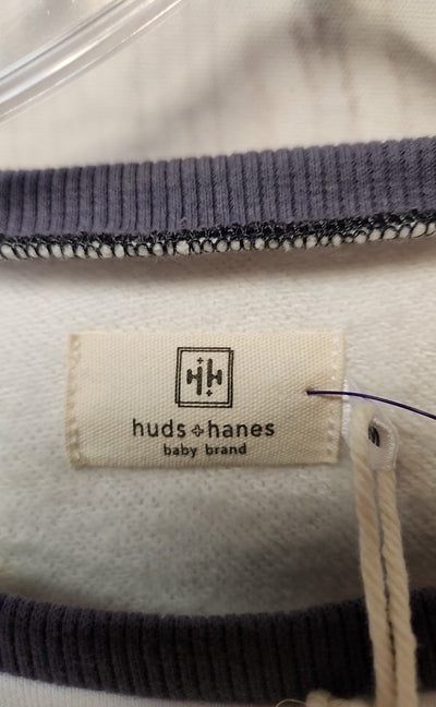 NWT Huds + Hanes Women's Size M White & Green Groovy Varsity Sweatshirt