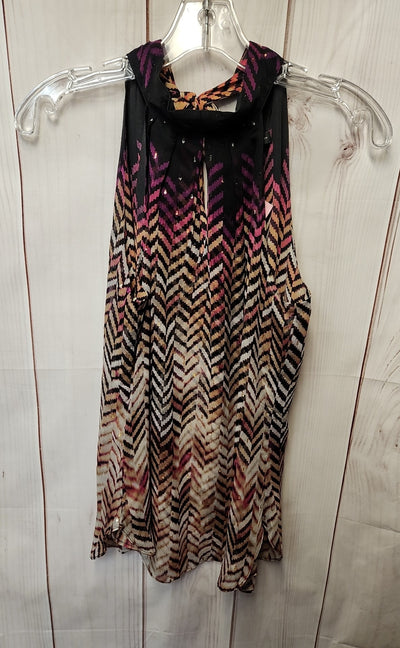 White House Black Market Women's Size 2 Black & Pink Sleeveless Top
