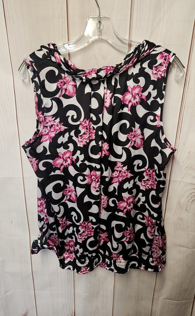 Signature by Larry Levine Women's Size XS Black & White Floral Sleeveless Top