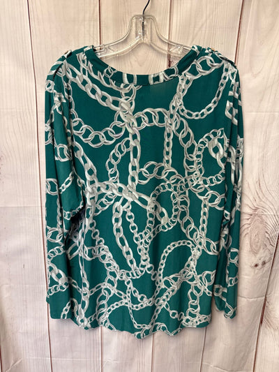 INC Women's Size 1X Green Long Sleeve Top