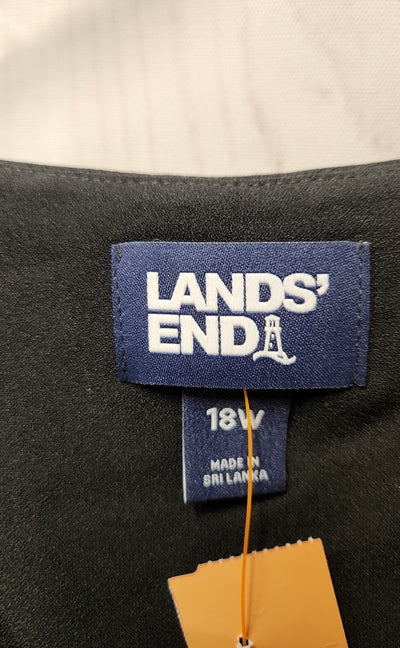 Lands End Women's Size 18 Black 3/4 Sleeve Top