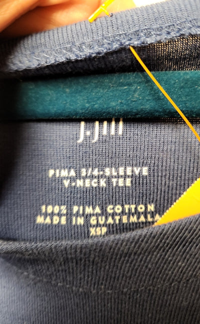 J Jill Women's Size XS Petite Blue 3/4 Sleeve Top