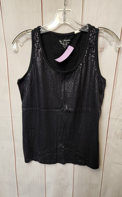 Chico's Women's Size 1 = US M Black Sequined Sleeveless Top
