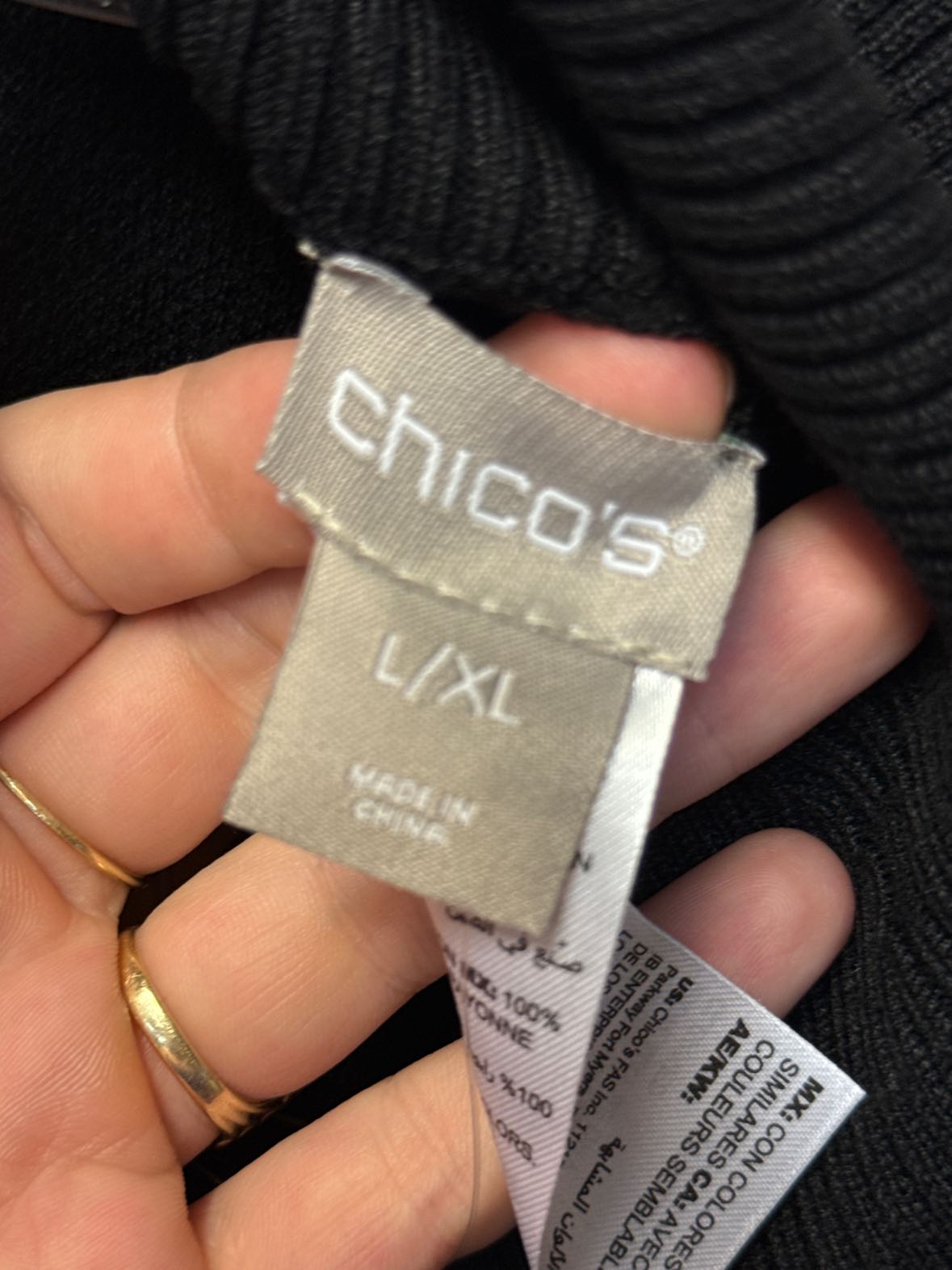 Chico's Women's Size L/XL Black Poncho