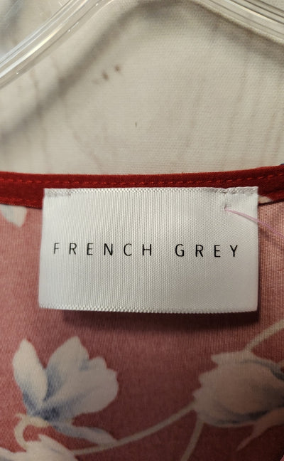 French Grey Women's Size M Red Floral Dress