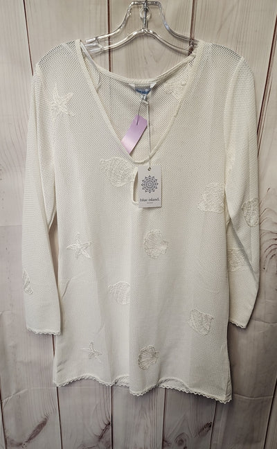 NWT Blue Island Women's Size L White Cover-Up