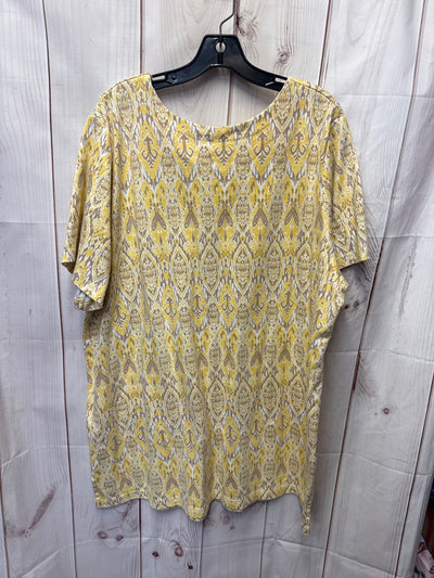 Roamans Women's Size 2X Yellow Short Sleeve Top