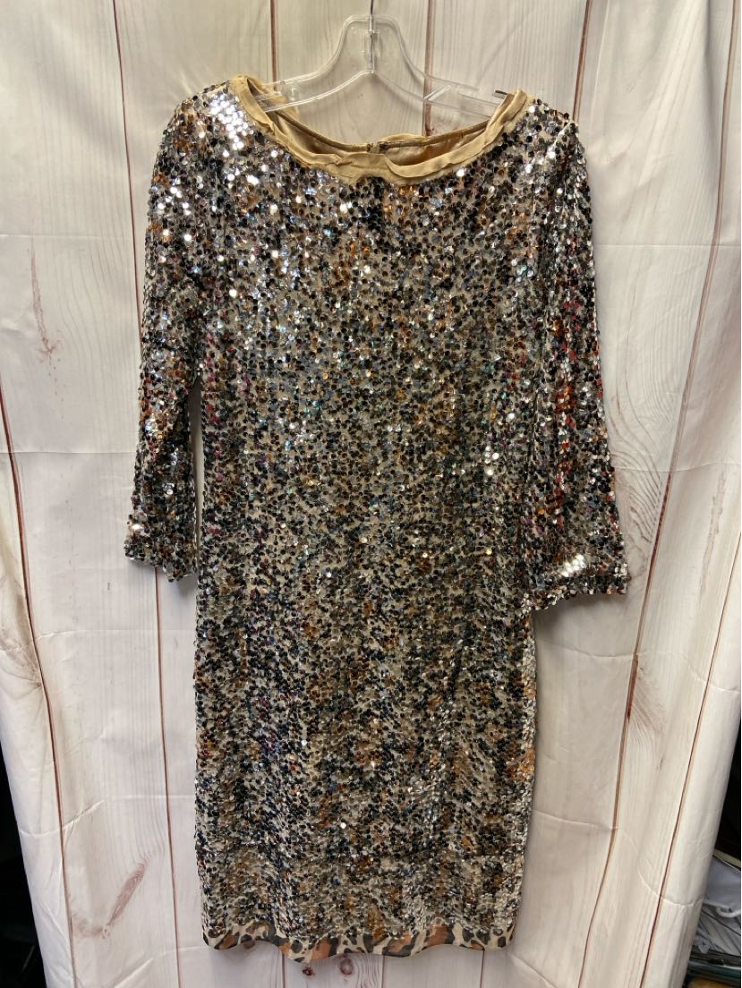 Elie Tahari Women's Size 6 Silver Sequined Dress