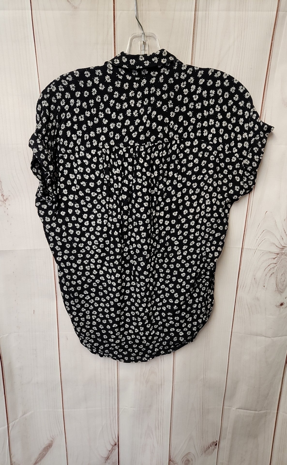 Madewell Women's Size XXS Black Floral Short Sleeve Top