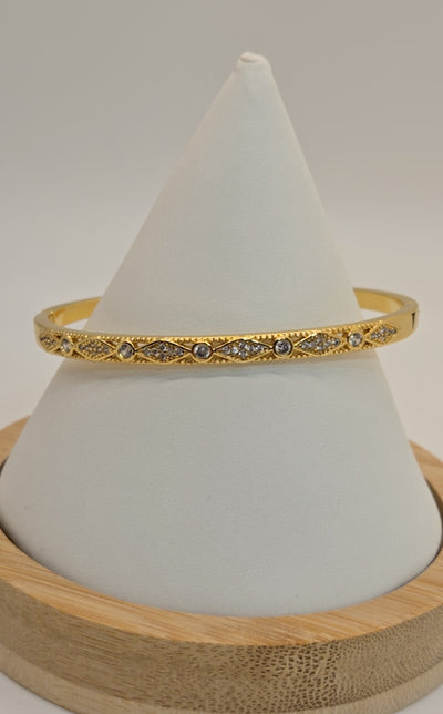 Gold Crystal Rhinestone Bangle Bracelet