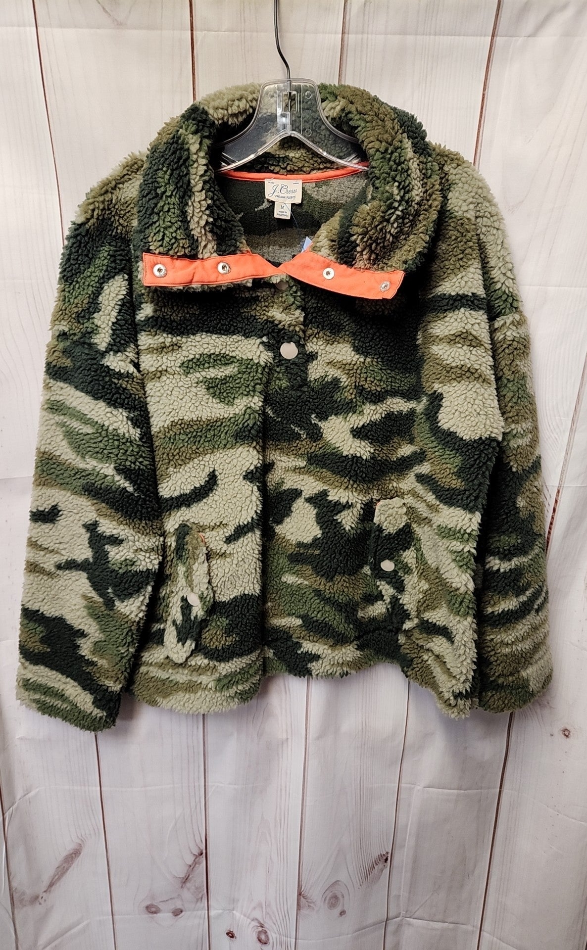 J Crew Women's Size M Green Camo Sweatshirt