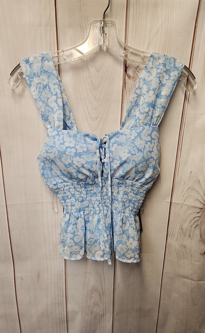 Almost Famous Women's Size S Blue Floral Sleeveless Top