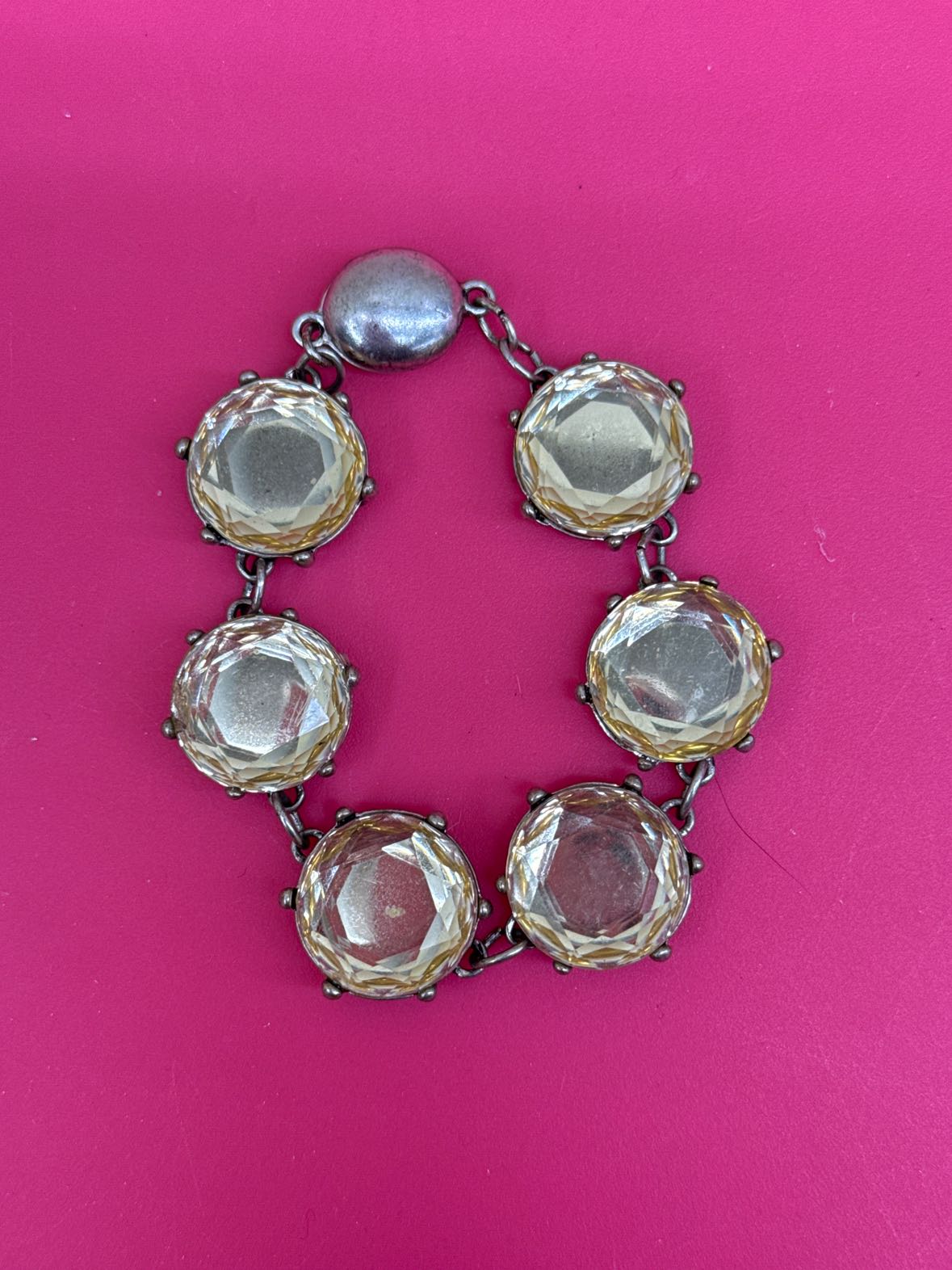 Silver Bracelet Yellow Stones