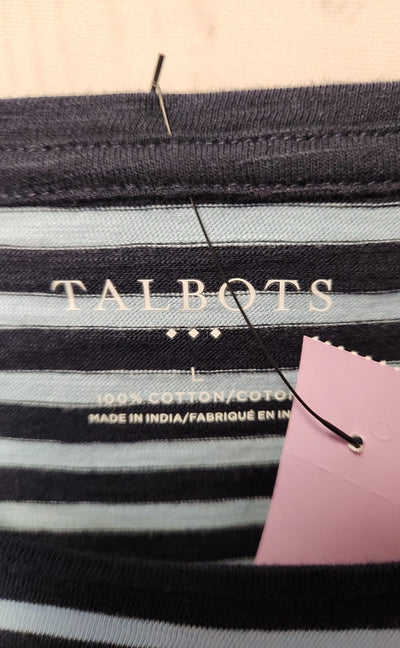 NWT Talbots Women's Size L Blue 3/4 Sleeve Top