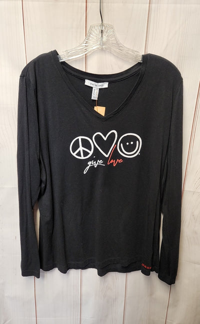Peace Love World Women's Size M Black Long Sleeve Top