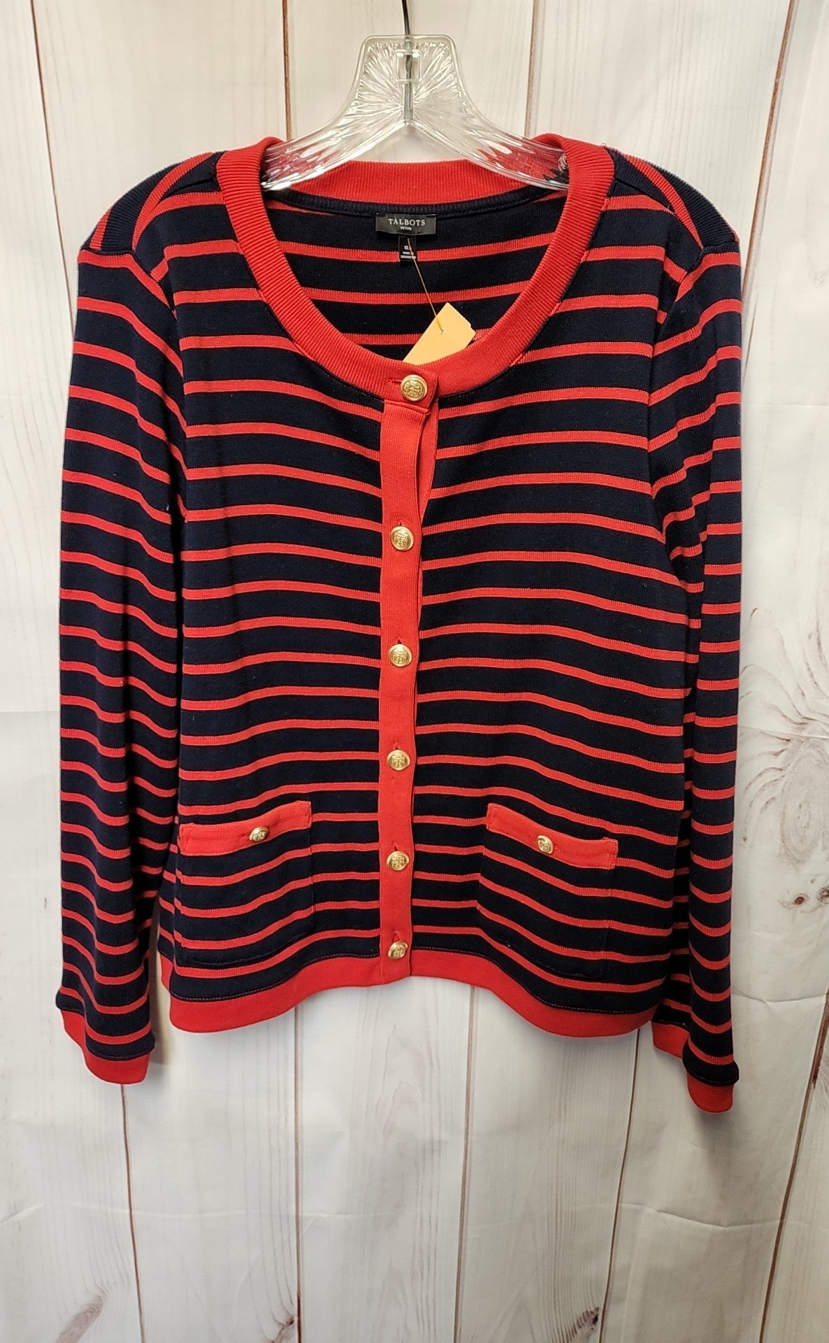 Talbots Women's Size XL Petite Black & Red Cardigan
