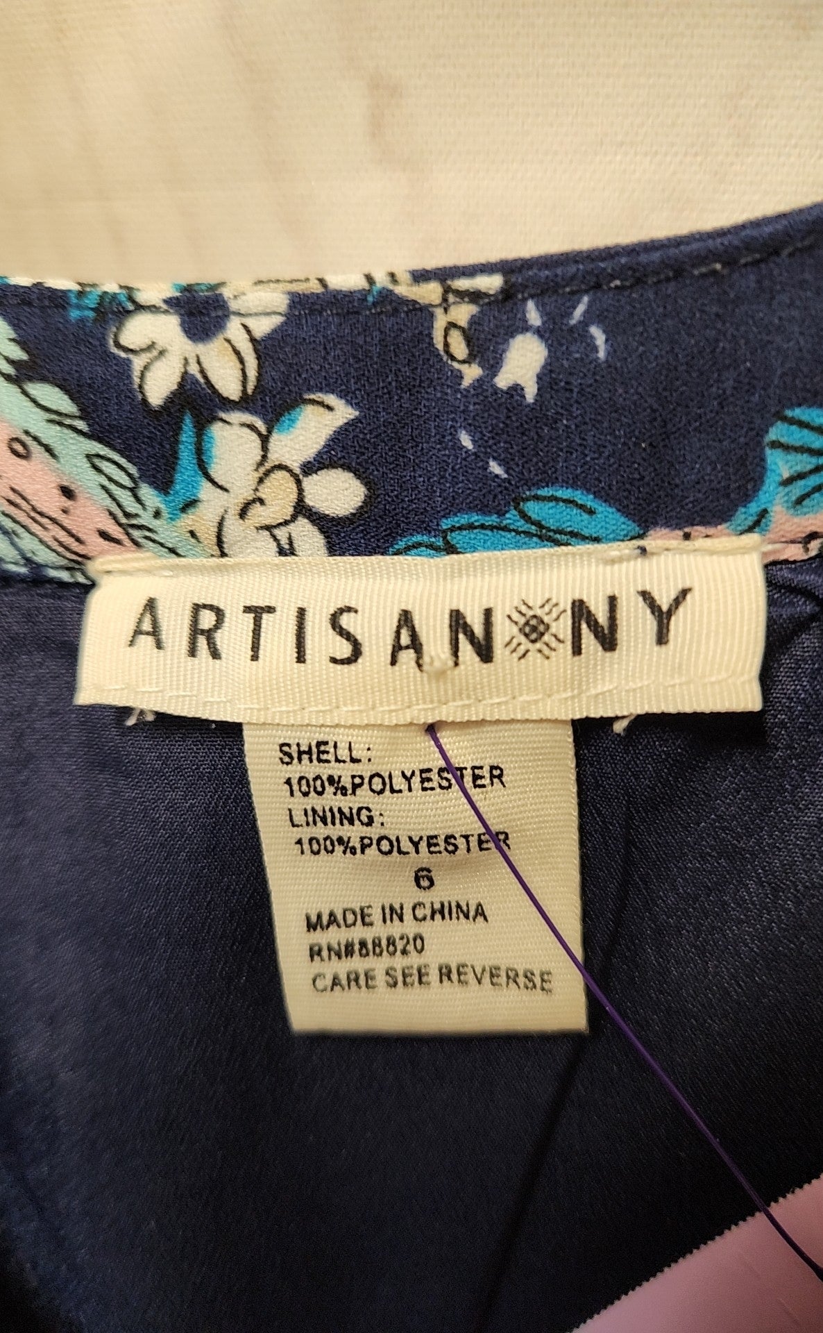Artisan NY Women's Size 6 Blue Floral Dress