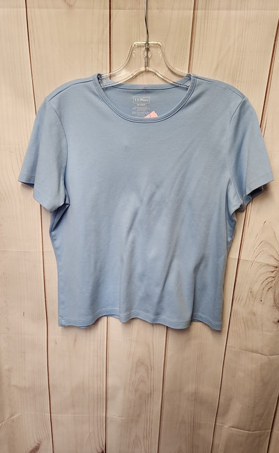 LL Bean Women's Size M Petite Light Blue Short Sleeve Top