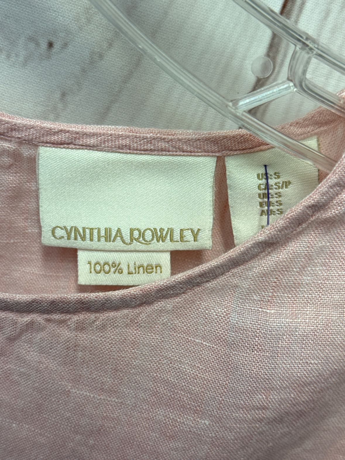 Cynthia Rowley Women's Size S Pink Linen Short Sleeve Top