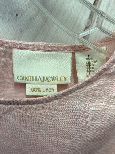 Cynthia Rowley Women's Size S Pink Linen Short Sleeve Top