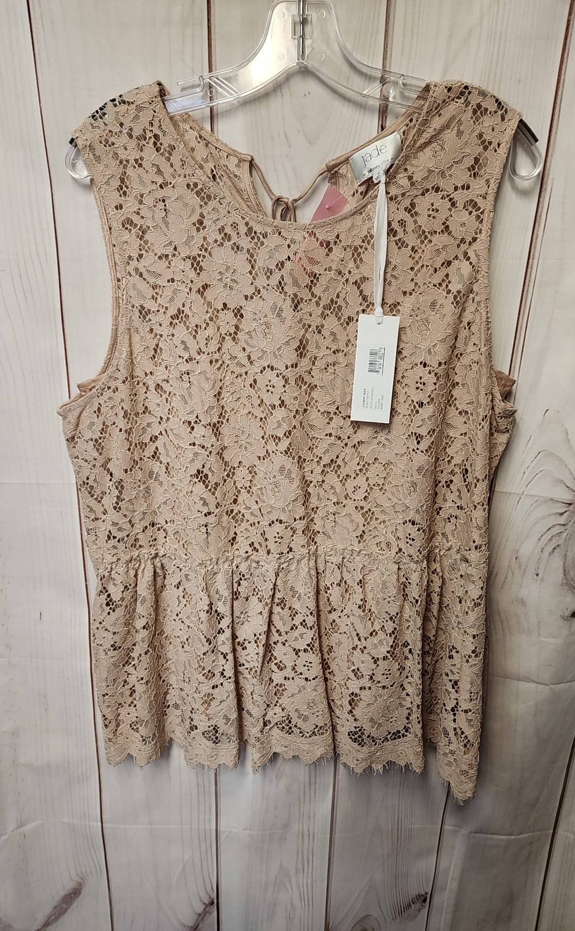 NWT Jade Johnny Was Women's Size XL Pink Sleeveless Top Royce Lace Babydoll