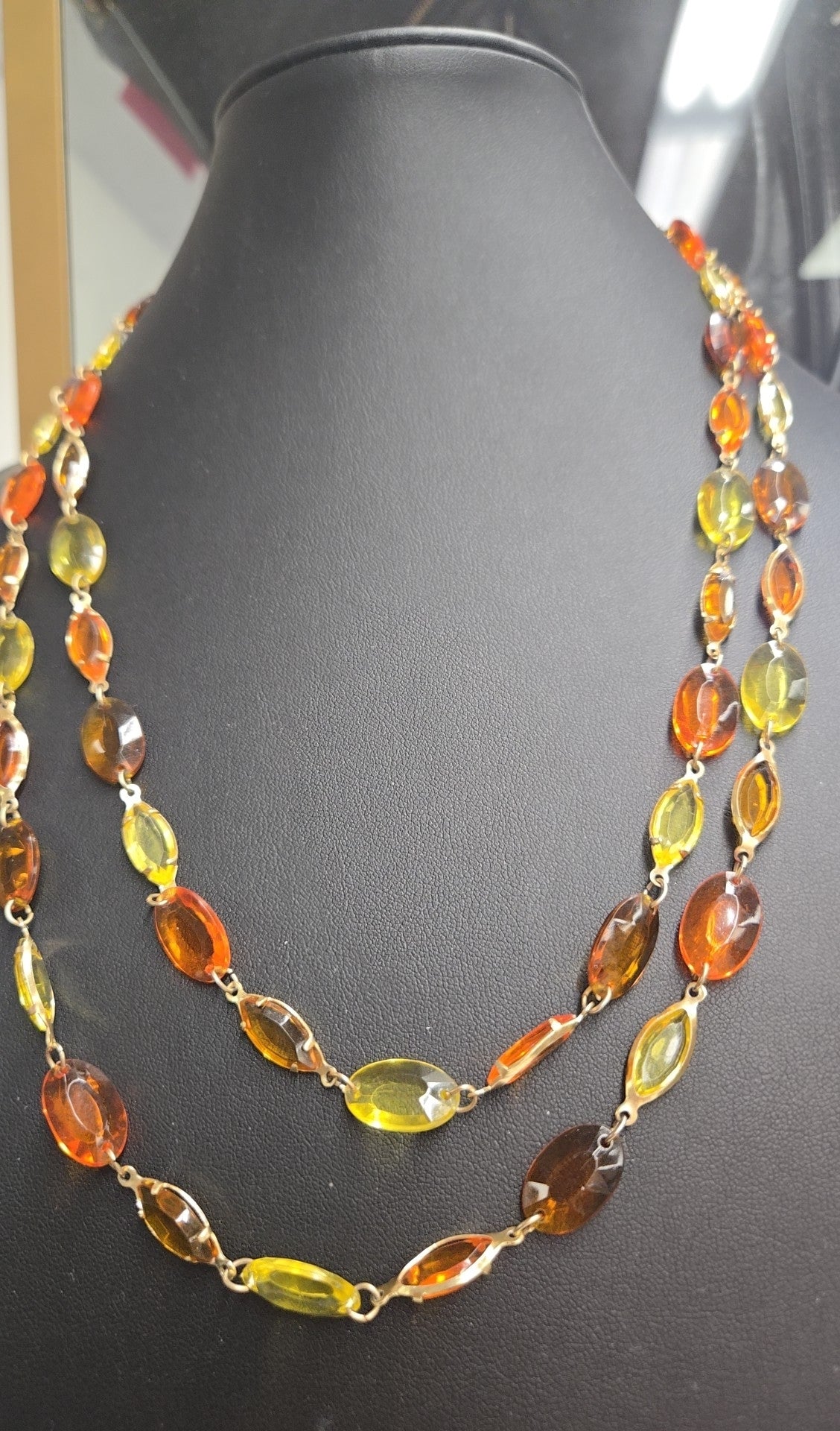 Yellow & Orange Rhinestone Necklace