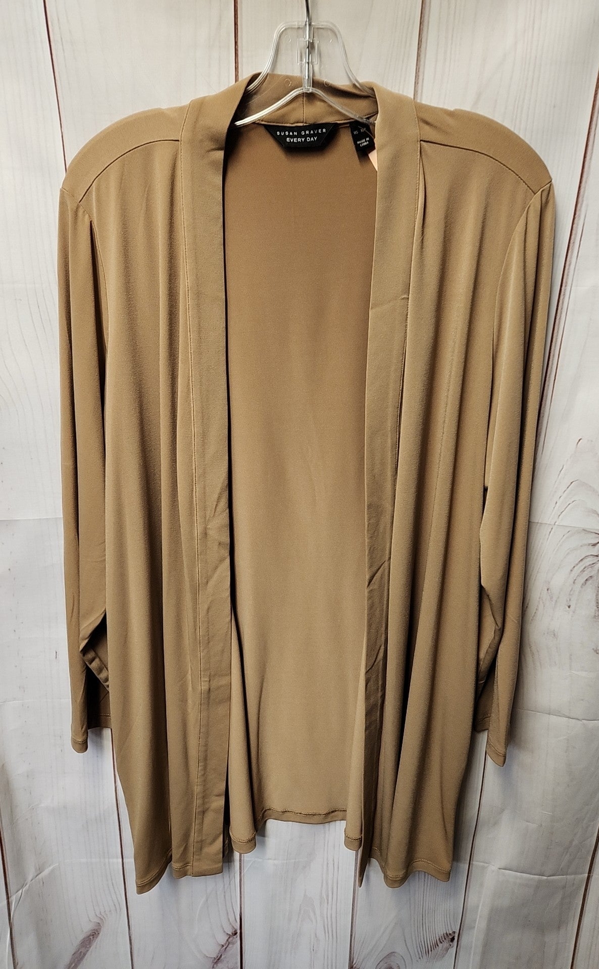 Susan Graver Women's Size XL Petite Tan Cardigan