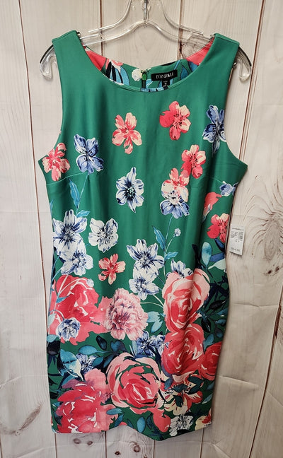 NWT Roz & Ali Women's Size 16 Petite Green Floral Dress