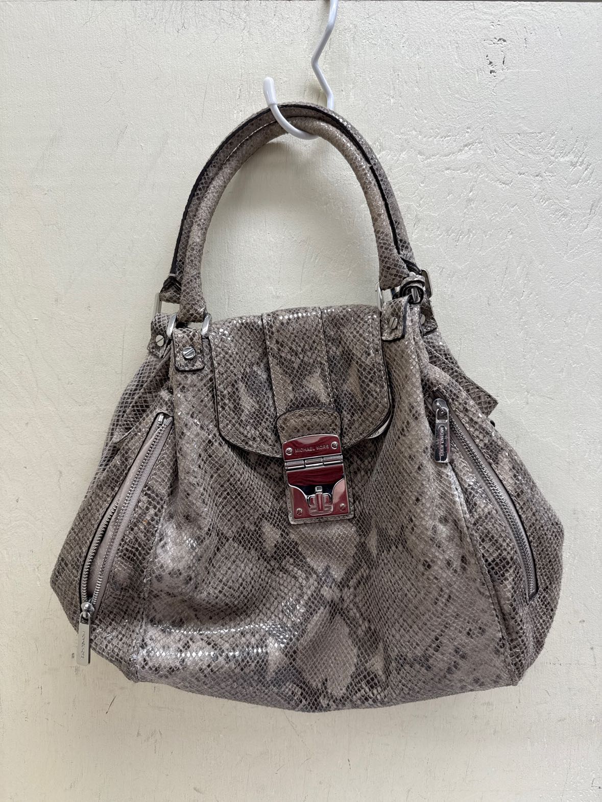 Michael Kors Gray Snakeskin Purse Bag