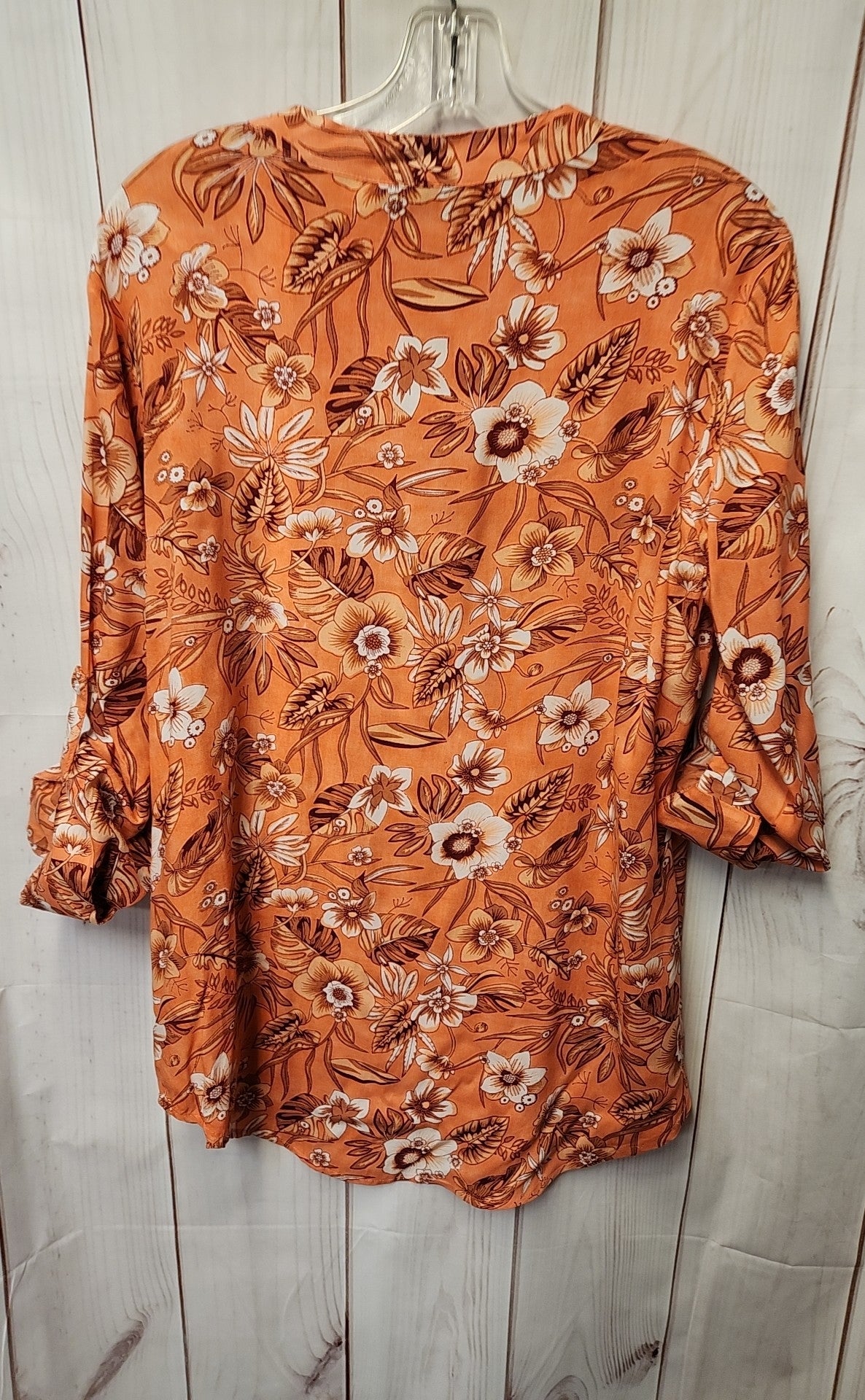 Oso Casuals Women's Size S Peach Floral Long Sleeve Top