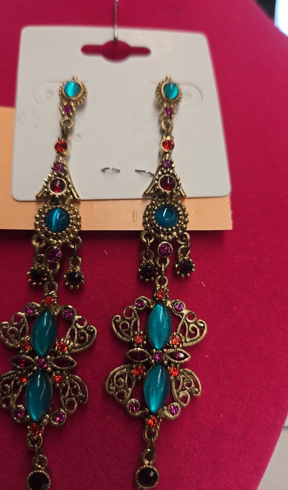 Gold & Blue Drop Earrings