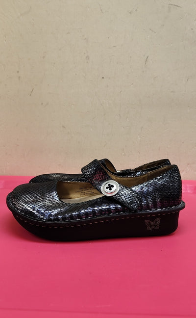 Alegria Women's Size 38 = 7-1/2 Black Leather Flats