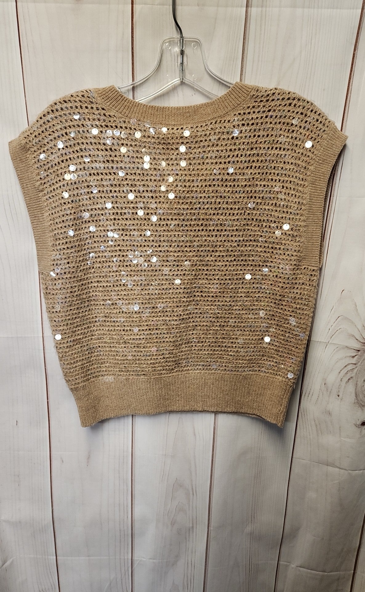 Madewell Women's Size XS Tan Knit Sequined Sleeveless Top