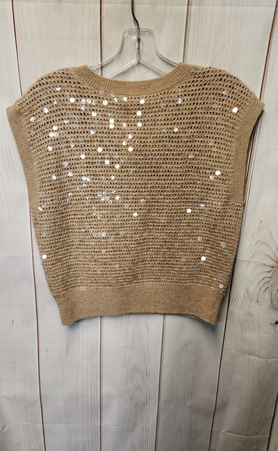 Madewell Women's Size XS Tan Knit Sequined Sleeveless Top