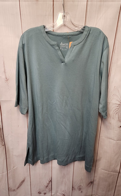 D & Co Women's Size L Green 3/4 Sleeve Top