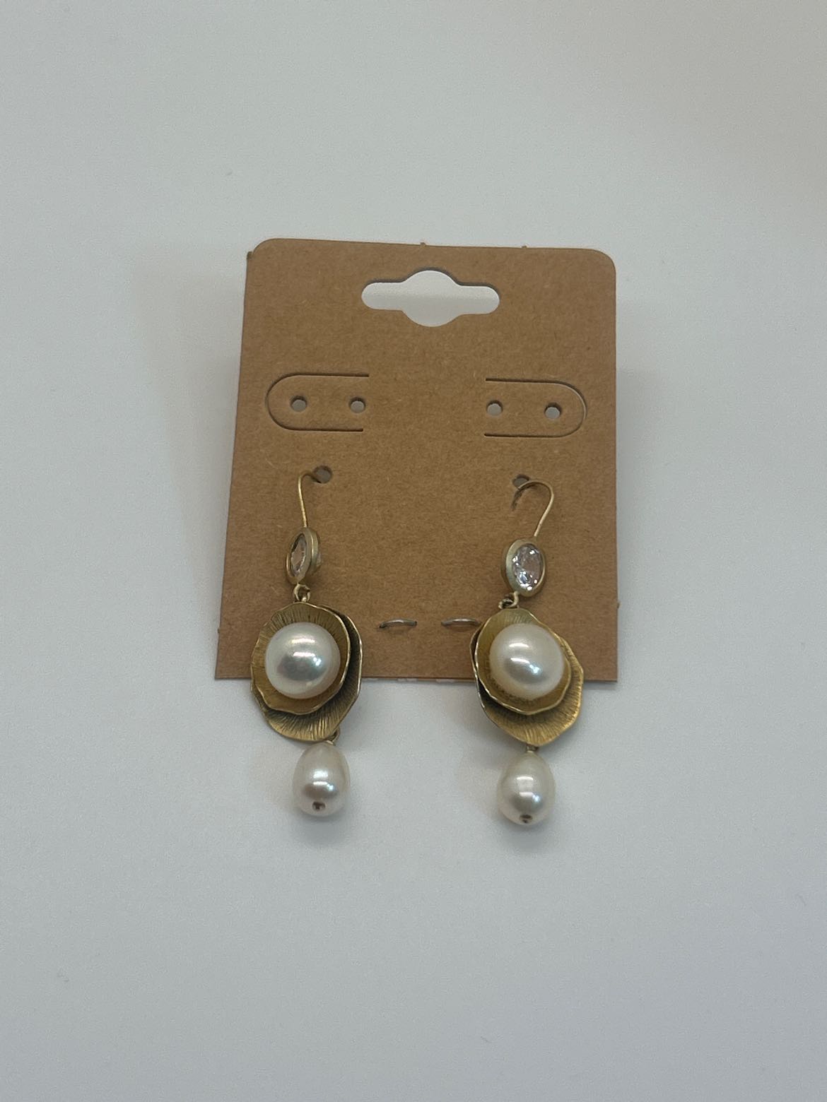 Gold with white bead dangle Earrings