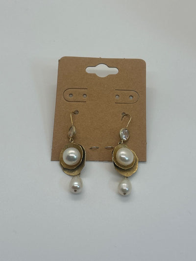 Gold with white bead dangle Earrings