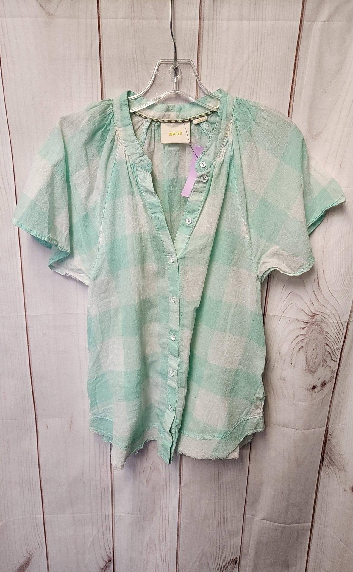 Maeve Anthropologie Women's Size M Green Short Sleeve Top