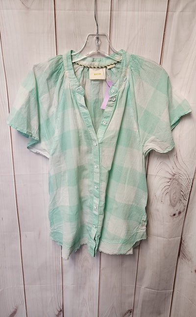 Maeve Anthropologie Women's Size M Green Short Sleeve Top