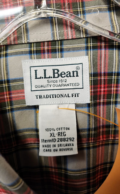 LL Bean Men's Size XL Gray & Red Shirt